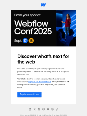 Webflow - Big things are coming! Hear about them at Webflow Conf