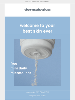 Welcome email template from Dermalogica