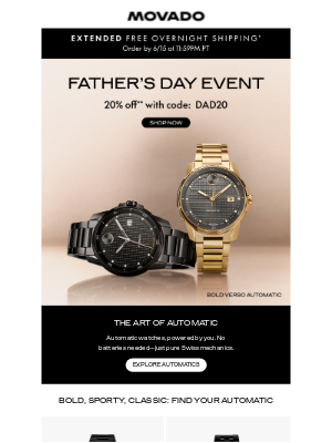 Movado - 20% Off Automatics for Father’s Day