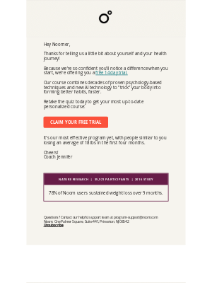 Noom - Noomer, claim your personalized course