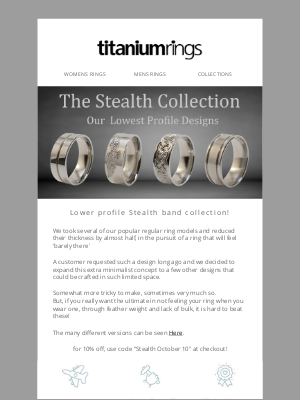 Titanium Rings - Extra low profile titanium band styles!