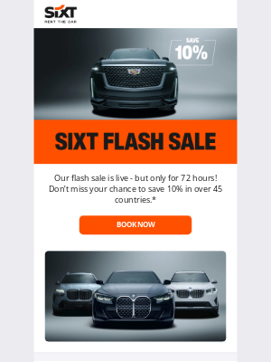 Sixt rent a car - ⚡️Flash Sale: 10% off for 72 hours