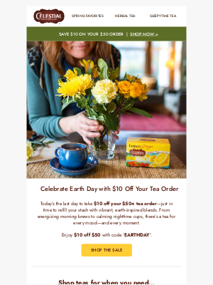 Celestial Seasonings - Last Chance! $10 Off Your Favorite Teas Ends Tonight ⏳