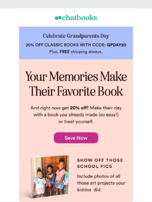 Chatbooks - HOORAY! 20% off for Grandparents’ Day