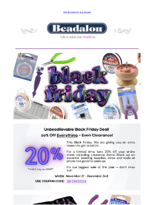 Beadalon - 🎉 20% OFF Everything at Beadalon – Even Clearance!