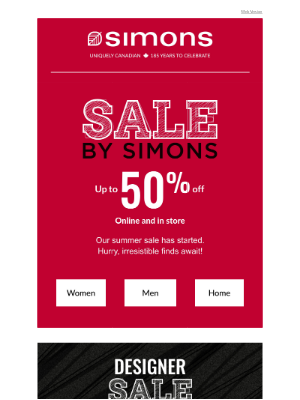 Simons (Canada) - Summer SALE: up to 50% off