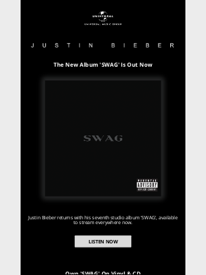Spotify - Justin Bieber’s new album ‘SWAG’ is available now