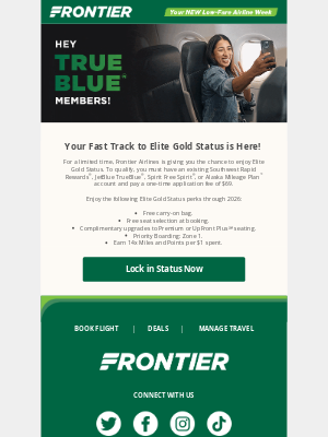 Frontier Airlines - STARTS TODAY: Upgrade Your Status Through 2026!