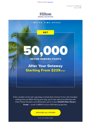 Hilton Hotels & Resorts - < 24 Hrs Left: Getaway + Get 50,000 Hilton Honors Points