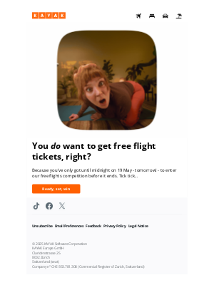 KAYAK (United Kingdom) - Last call to fly for free.