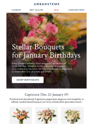 UrbanStems - Celebrate January birthdays in bloom ✨