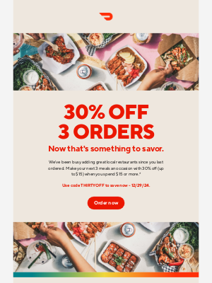 DoorDash - 30% off 3 orders just for you.