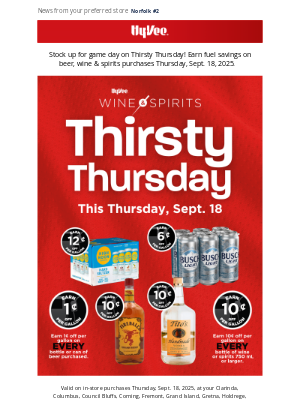 Hy-Vee - Stock up and save on Thirsty Thursday 🍻