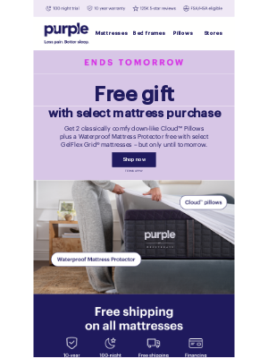 Purple - Free pillows + a mattress protector
