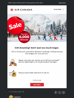 Air Canada - Last call to lock in worldwide flight savings