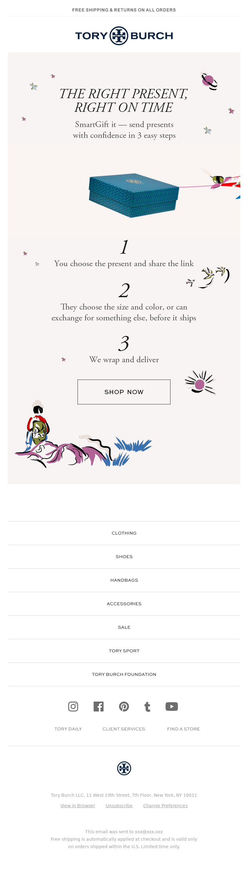 Christmas email example promoting last minute gifts
