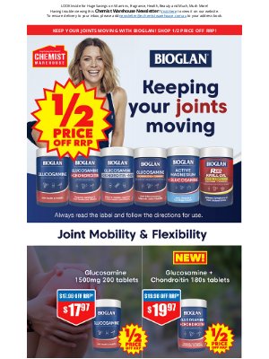 Chemist Warehouse Australia - Keep Your Joints Moving With Bioglan! Shop 1/2 Price Off Rrp!