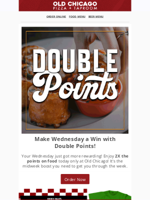 Old Chicago Restaurants - 🐪 Happy Hump Day! Double Points on Food! 🎉