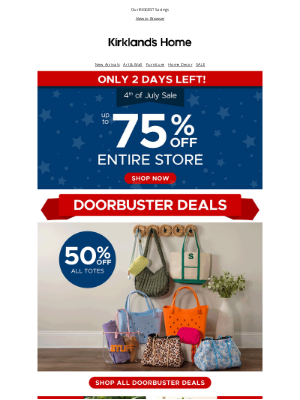 Kirkland's - UP TO 75% OFF EVERYTHING 🚨 2 Days Left to Save