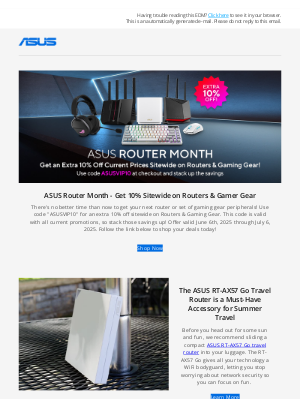 ASUS - 🛜 ASUS Router Month - Get 10% Off Routers & Peripherals Sitewide!