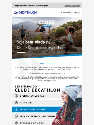 Decathlon (Brazil) - Seja bem-vindo ao Clube Decathlon, Gordon! 💙