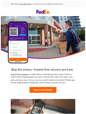 FedEx - Ship or return with a QR code