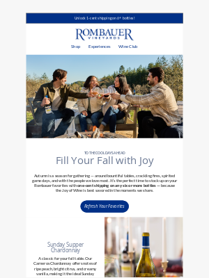 Rombauer Vineyards - Gather Round with Rombauer This Fall 🍂