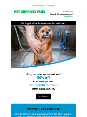 Pet Supplies Plus - Get tails wagging 🐾 with 50% off pet wash 🛁