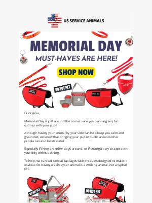 US Service Animals - These Are Must-Haves for Memorial Day! ☀️