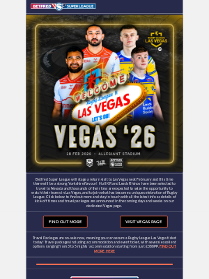 Super league (United Kingdom) - Robins & Rhinos set for Vegas in 26!