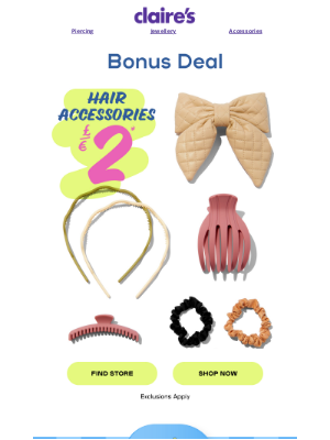 Claire's - Spring style 🤝 £/€2 hair accessories