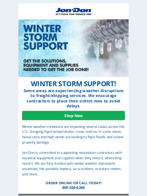 jon-don inc - Order Now - Winter Equipment In-Stock!