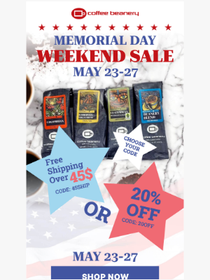 Coffee Beanery - Any, Memorial Day Savings Start Now 🎉