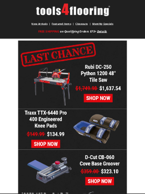 Tools 4 Flooring - These Deals are Expiring Soon... ⏰