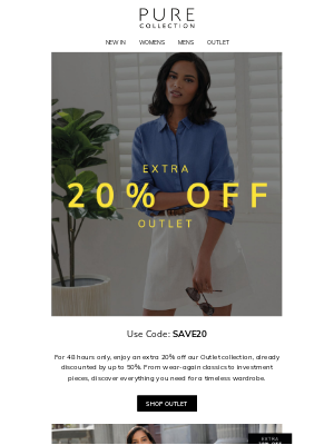 Pure Collection (United Kingdom) - Weekend Offer: Extra 20% Off Outlet