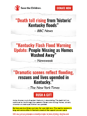 Save the Children Federation, Inc. - Immediate and long-term support needed in Kentucky: