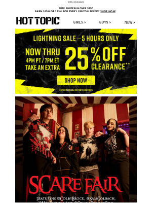 Hot Topic - ⚡ EXTRA 25% Off Clearance for the next 5 hours ONLY ⚡