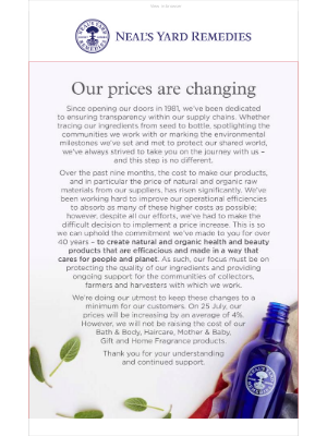 Neal's Yard Remedies - Our prices are changing