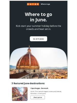 KAYAK (United Kingdom) - Inspiration for travel in June.