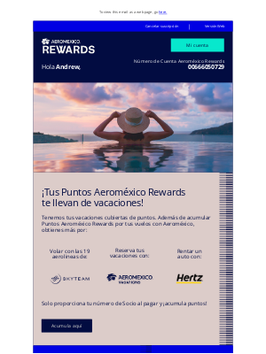Aeromexico (Mexico) - ¡Tus puntos te llevan de vacaciones!