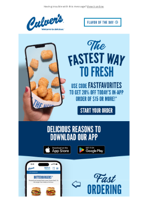 Culver's - Order Ahead for 20% Off Today Only!