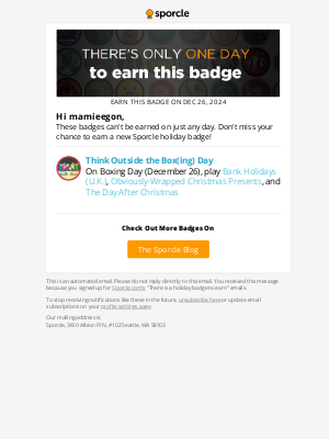 Don’t forget to earn your Think Outside the Box(ing) Day badge!