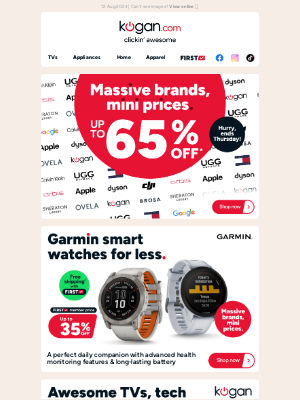 Kogan - Up to 65% OFF Apple, Kogan, Garmin & more massive brands!