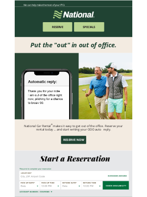 National Car Rental - Time to Write that OOO Message!