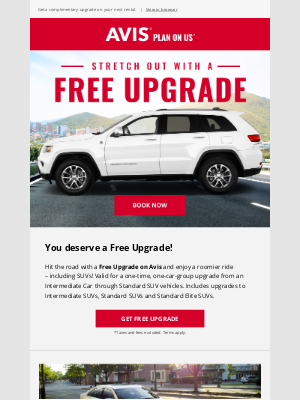 Avis Car Rental - Stretch out with a Free Upgrade – including SUVs!