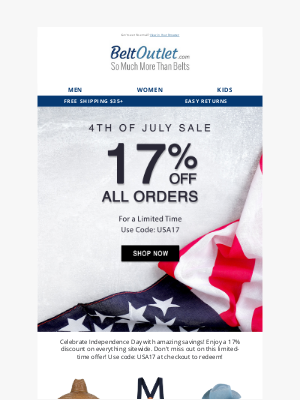 BeltOutlet.com - Red, White & Savings! 🇺🇸