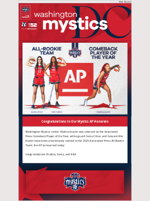 Washington Wizards - Shakira Austin, Sonia Citron, and Kiki Iriafen Earn AP Honors