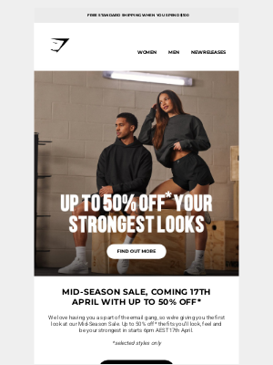 Gymshark (Australia) - Pssst. Sale coming soon.