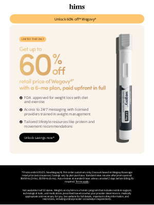 Get up to 60% off Wegovy® retail price*