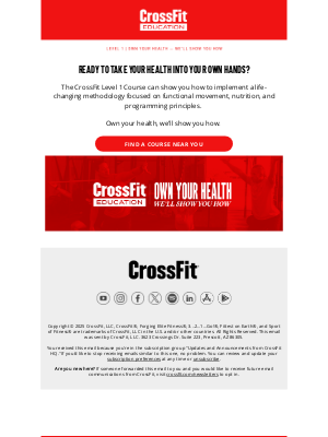 CrossFit Inc. - Own Your Health — Sign Up for a Level 1 Course Today!